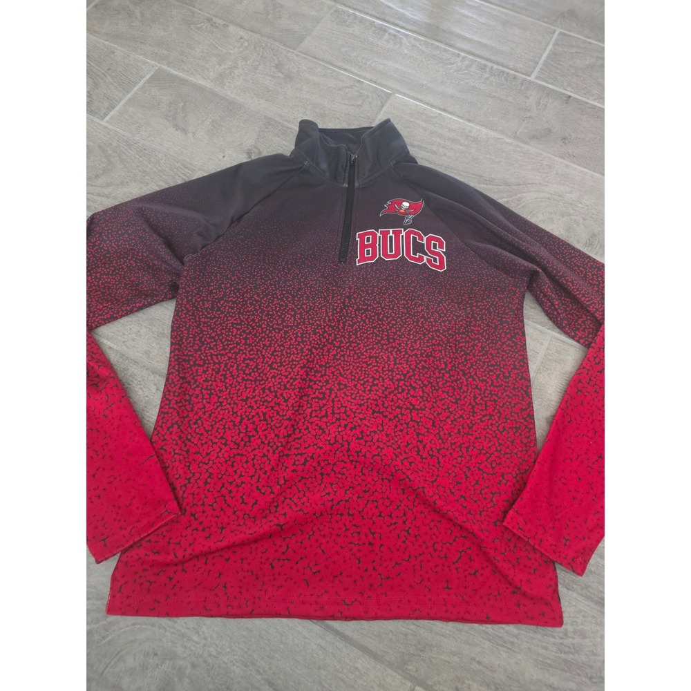 NFL Team Apparel Tampa Bay Buccaneers Quarter Zip Pullover Red Black Mens Medium